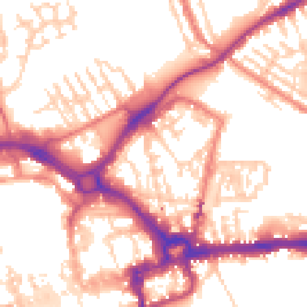 Daytime road noise heatmap for CH1 3NE