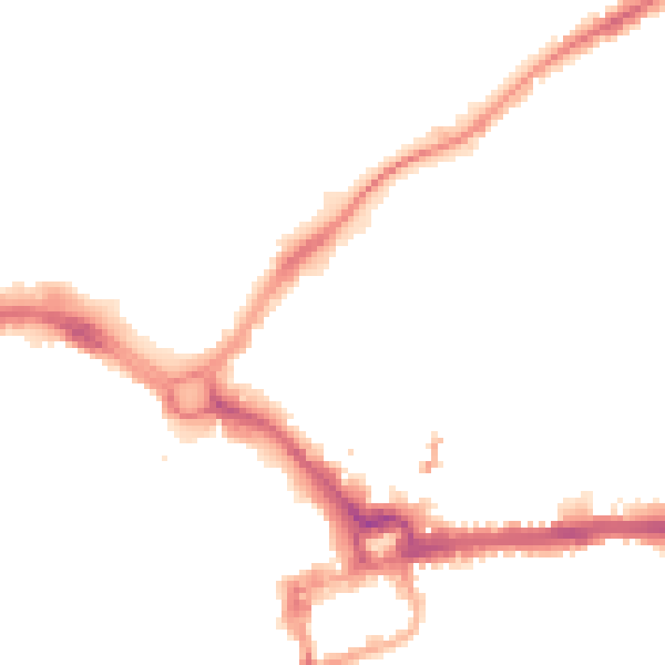 Night-time road noise heatmap for CH1 3NE