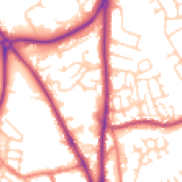 Daytime road noise heatmap for CH1 4AU