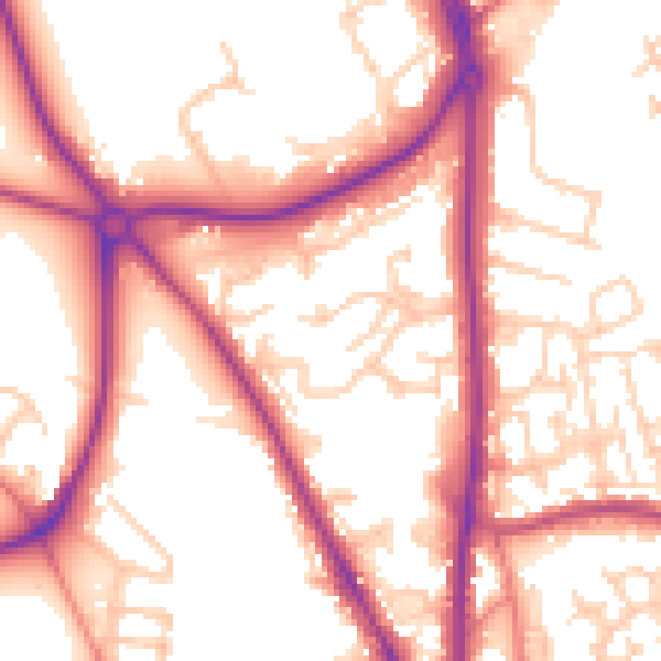 Daytime road noise heatmap for CH1 4BD