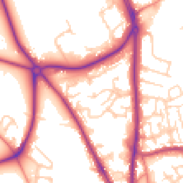 Daytime road noise heatmap for CH1 4BF