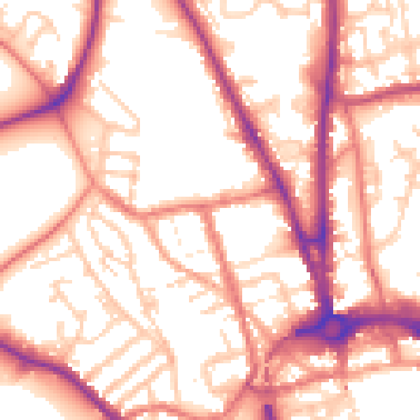 Daytime road noise heatmap for CH1 4BR