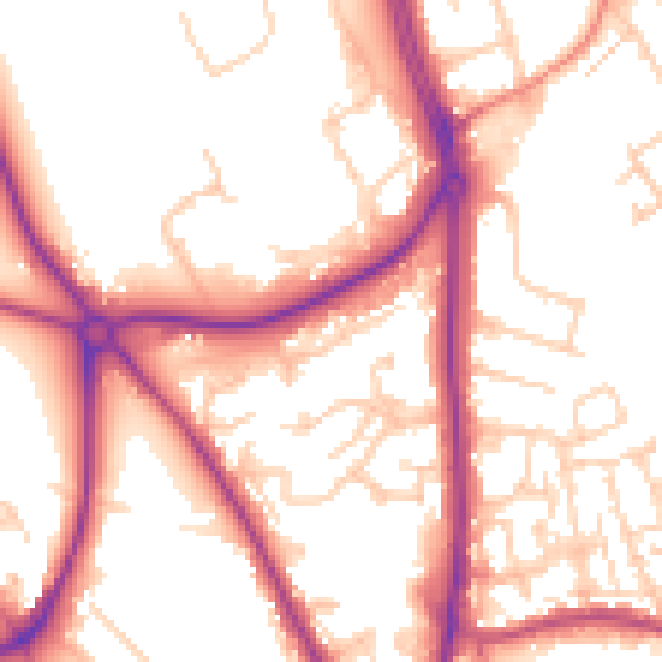 Daytime road noise heatmap for CH1 4DA