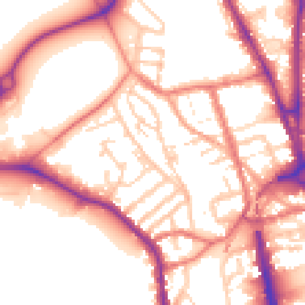 Daytime road noise heatmap for CH1 4DE