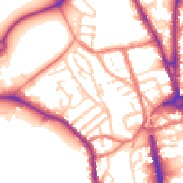Daytime road noise heatmap for CH1 4DJ