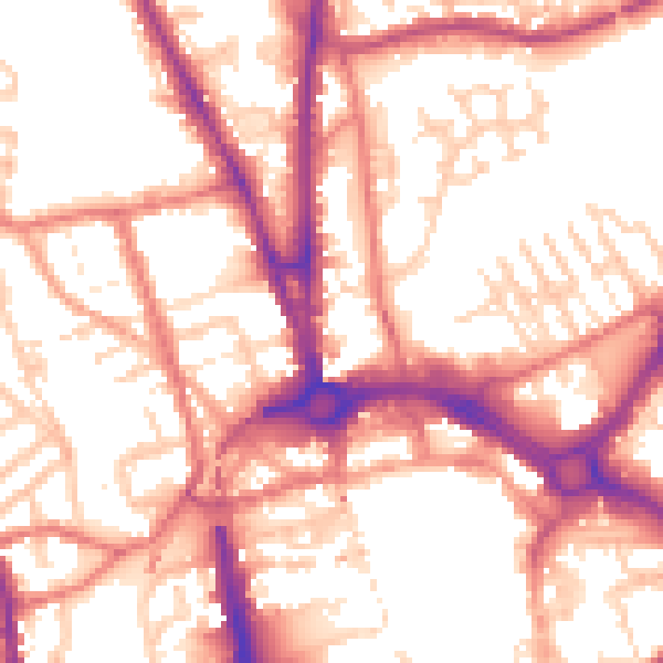 Daytime road noise heatmap for CH1 4DT
