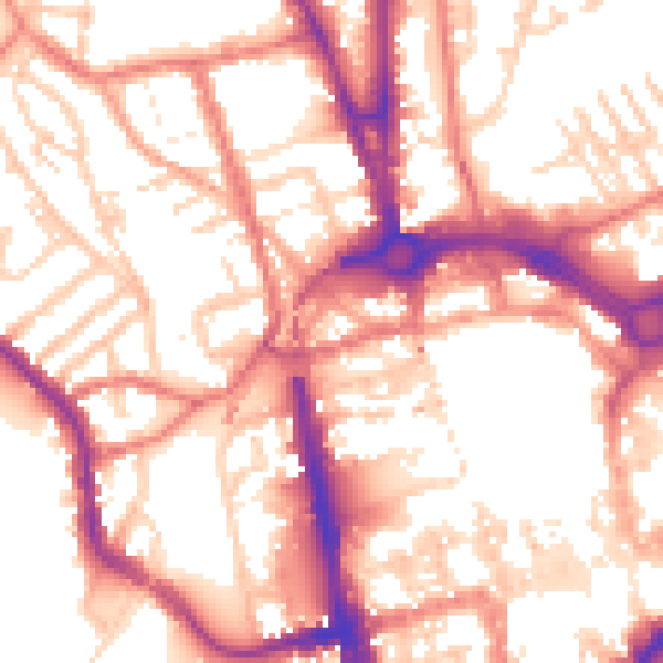 Daytime road noise heatmap for CH1 4EB