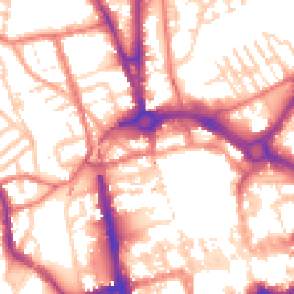 Daytime road noise heatmap for CH1 4EE