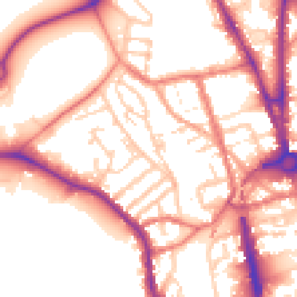 Daytime road noise heatmap for CH1 4FE