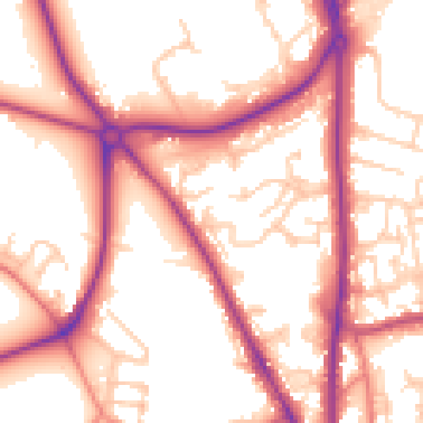 Daytime road noise heatmap for CH1 4GA