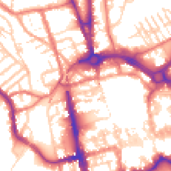 Daytime road noise heatmap for CH1 4HA