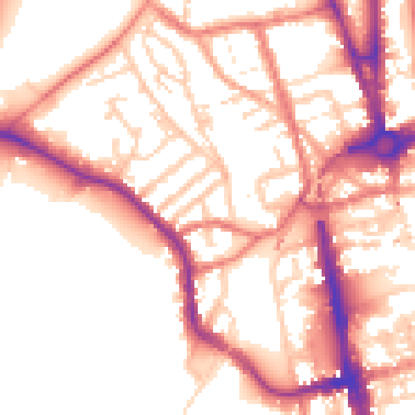 Daytime road noise heatmap for CH1 4JN