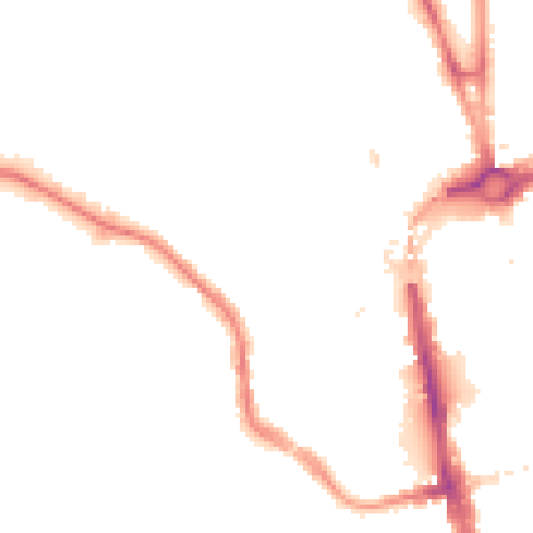 Night-time road noise heatmap for CH1 4JN