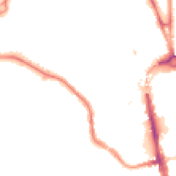 Night-time road noise heatmap for CH1 4JY