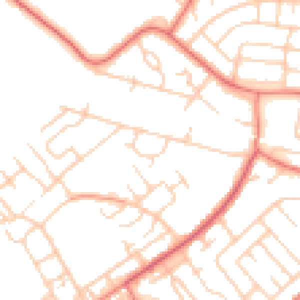 Daytime road noise heatmap for CH1 5AU