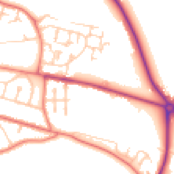 Daytime road noise heatmap for CH1 5BB