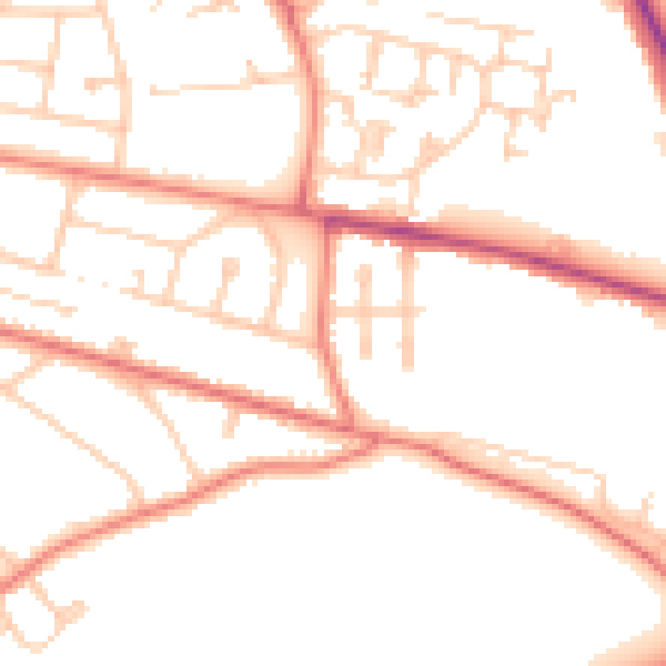 Daytime road noise heatmap for CH1 5BE