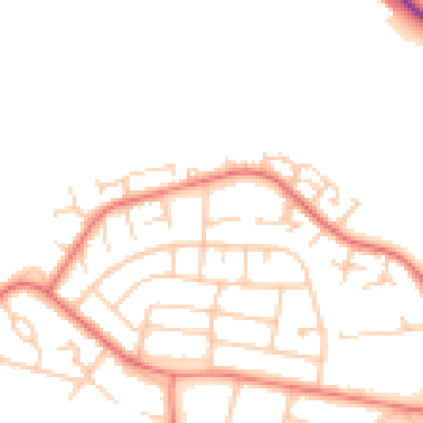 Daytime road noise heatmap for CH1 5DJ