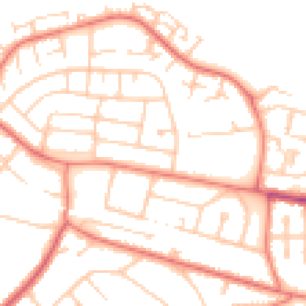 Daytime road noise heatmap for CH1 5DT