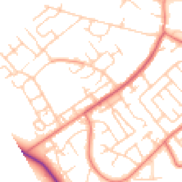 Daytime road noise heatmap for CH1 5EH