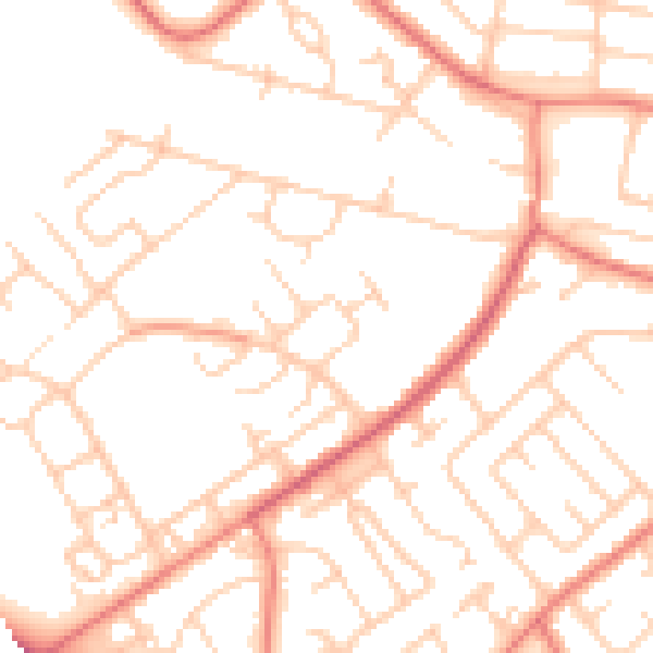 Daytime road noise heatmap for CH1 5JE