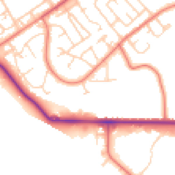 Daytime road noise heatmap for CH1 5JN
