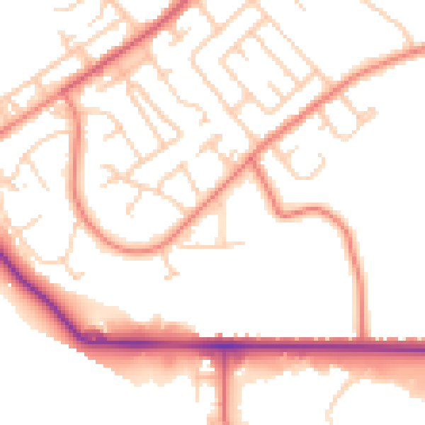 Daytime road noise heatmap for CH1 5JR