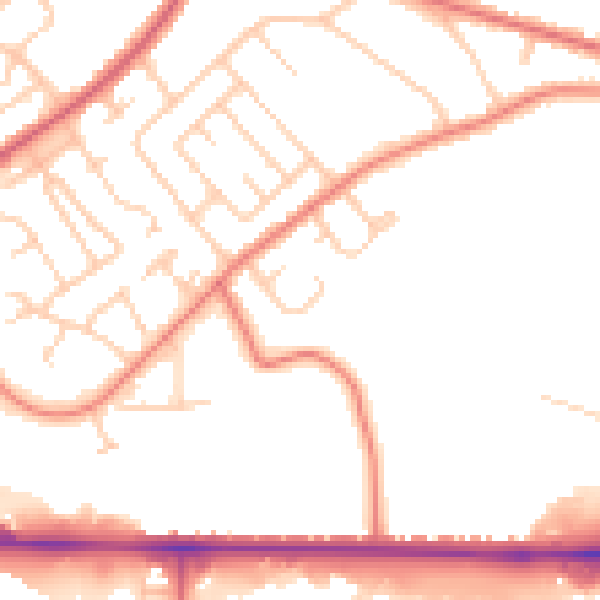 Daytime road noise heatmap for CH1 5LZ