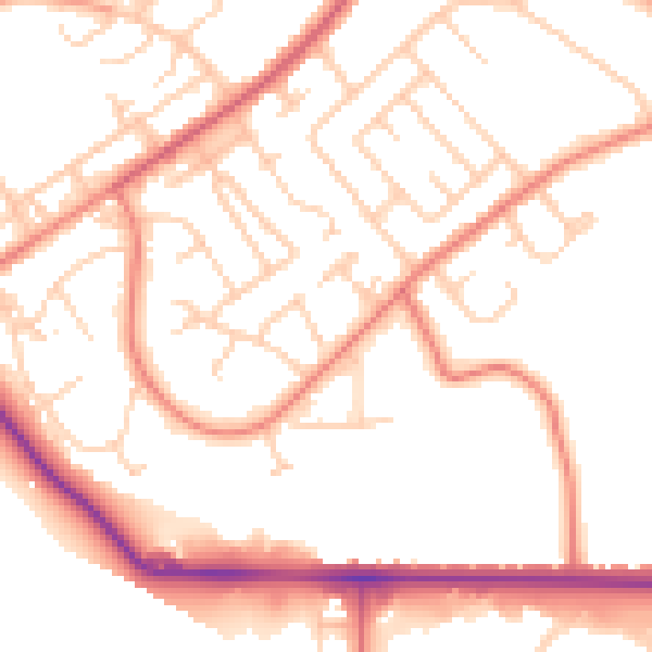 Daytime road noise heatmap for CH1 5QJ