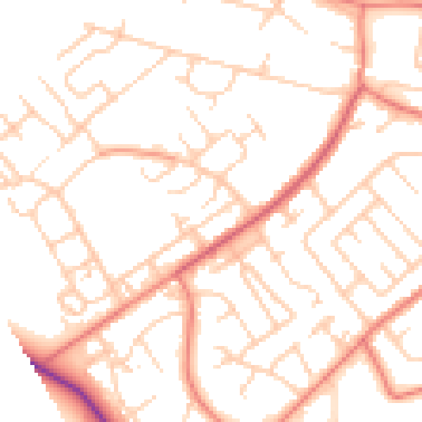 Daytime road noise heatmap for CH1 5SY