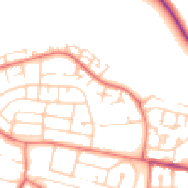 Daytime road noise heatmap for CH1 5XJ