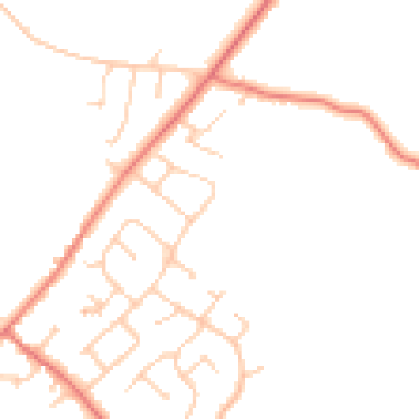 Daytime road noise heatmap for CH1 6EG