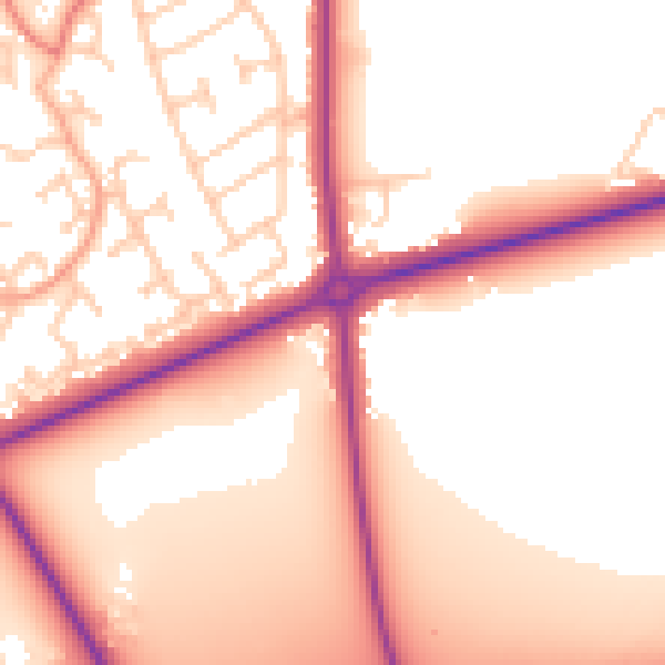 Daytime road noise heatmap for CH1 6PJ