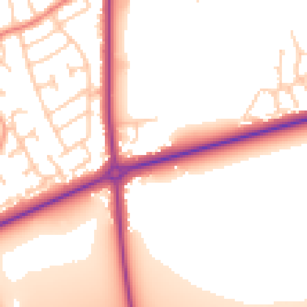 Daytime road noise heatmap for CH1 6PQ