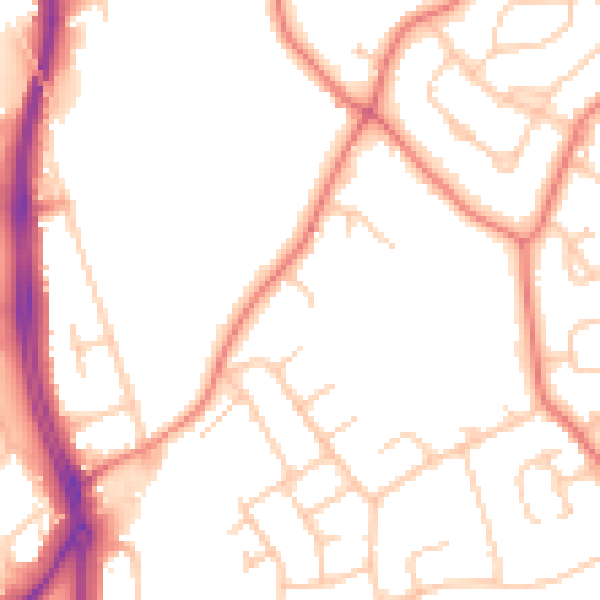 Daytime road noise heatmap for CH2 1DE