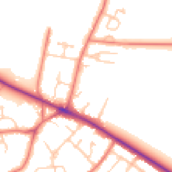 Daytime road noise heatmap for CH2 1JT