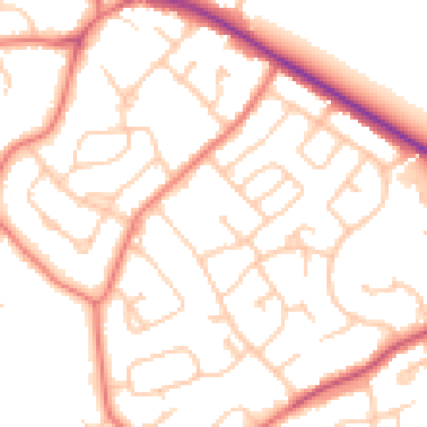 Daytime road noise heatmap for CH2 1SX