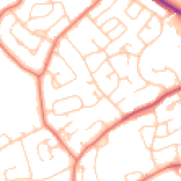Daytime road noise heatmap for CH2 1TF