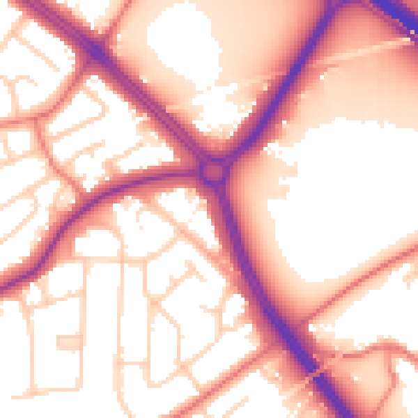 Daytime road noise heatmap for CH2 3EZ