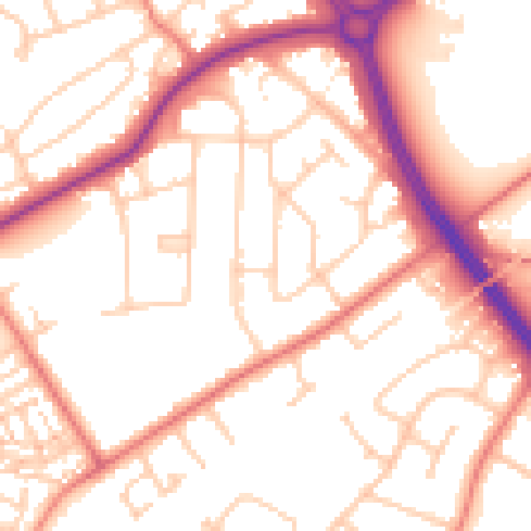 Daytime road noise heatmap for CH2 3LJ