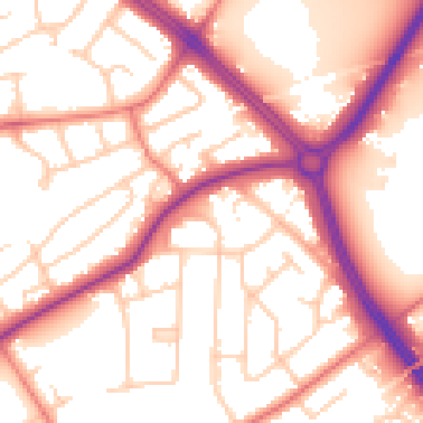 Daytime road noise heatmap for CH2 3LX