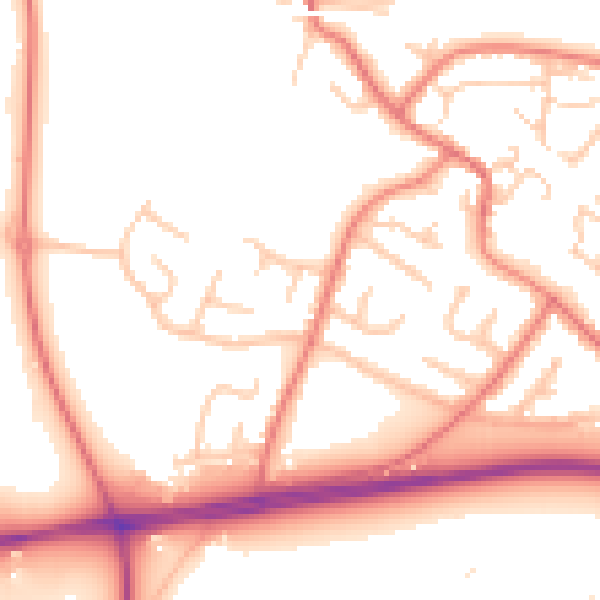 Daytime road noise heatmap for CH2 4PN