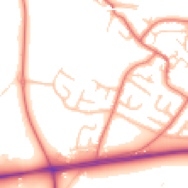 Daytime road noise heatmap for CH2 4PW