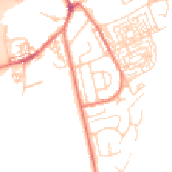 Daytime road noise heatmap for CH4 7HG