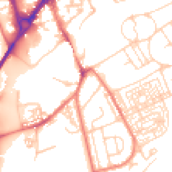Daytime road noise heatmap for CH4 7JN