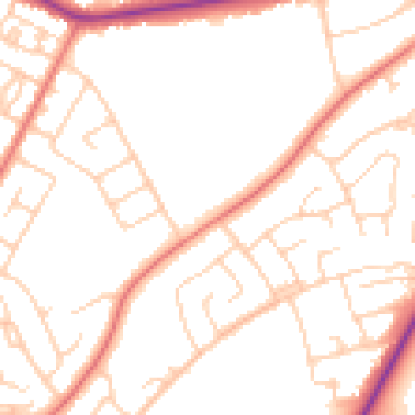 Daytime road noise heatmap for CH4 7LJ