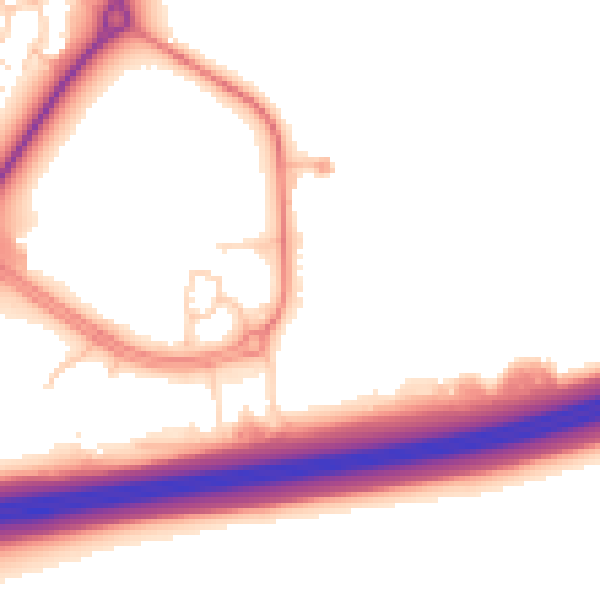 Daytime road noise heatmap for CH4 9QQ