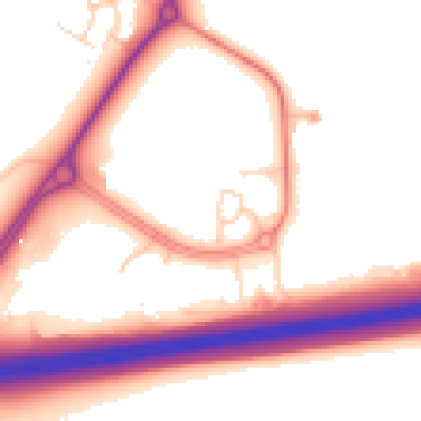 Daytime road noise heatmap for CH4 9QZ