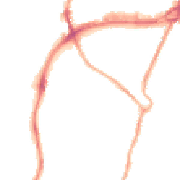 Night-time road noise heatmap for CH42 0HS