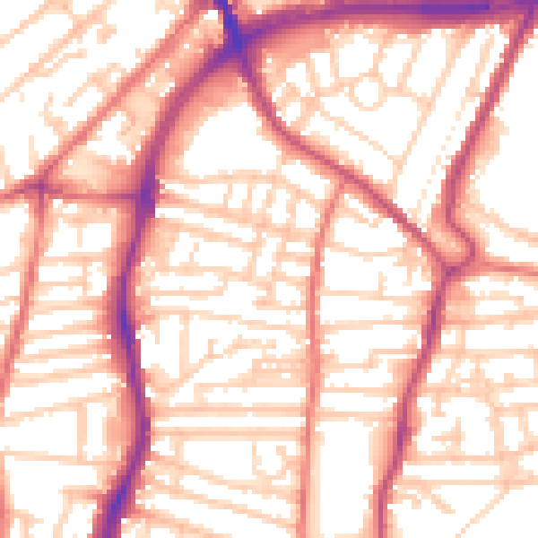 Daytime road noise heatmap for CH42 0JA
